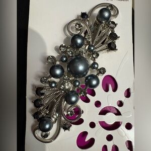 Elegant Silver and Black Brooch